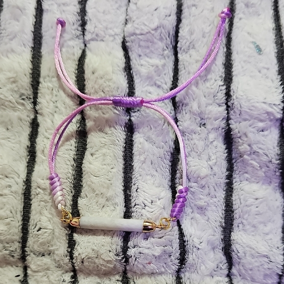 Hand Crafted Jewelry - Purple Adjustable Bracelet with Gold Accents